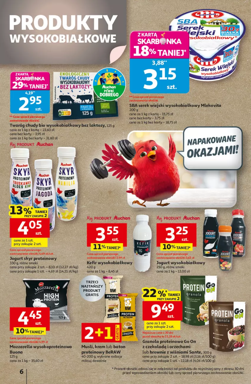 Gazetka promocyjna Auchan - 30 Lat Hipermarket - ważna 22.01 do 28.01.2026 - strona 6 - produkty: Brownie, Gra, Granola, Jogurt, Kefir, Mleko, Mlekovita, Mus, Sante, Ser, Serek, Serek wiejski, Sok, Twaróg, Twaróg chudy