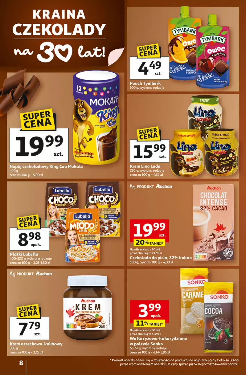 Gazetka promocyjna Auchan - 30 Lat Hipermarket - ważna 22.01 do 28.01.2026 - strona 8 - produkty: Bell, Bella, Czekolada, Fa, Kakao, Lubella, Napój, Ryż, Tymbark, Wafle