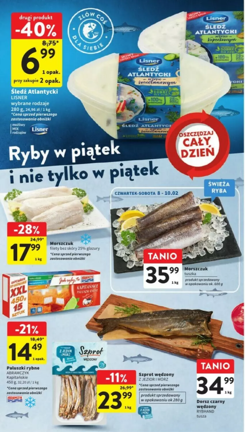 Gazetka promocyjna Intermarche - ważna 12.02 do 14.02.2024 - strona 25 - produkty: Dorsz, Lazur, Lisner, Paluszki rybne, Szprot, Tusz