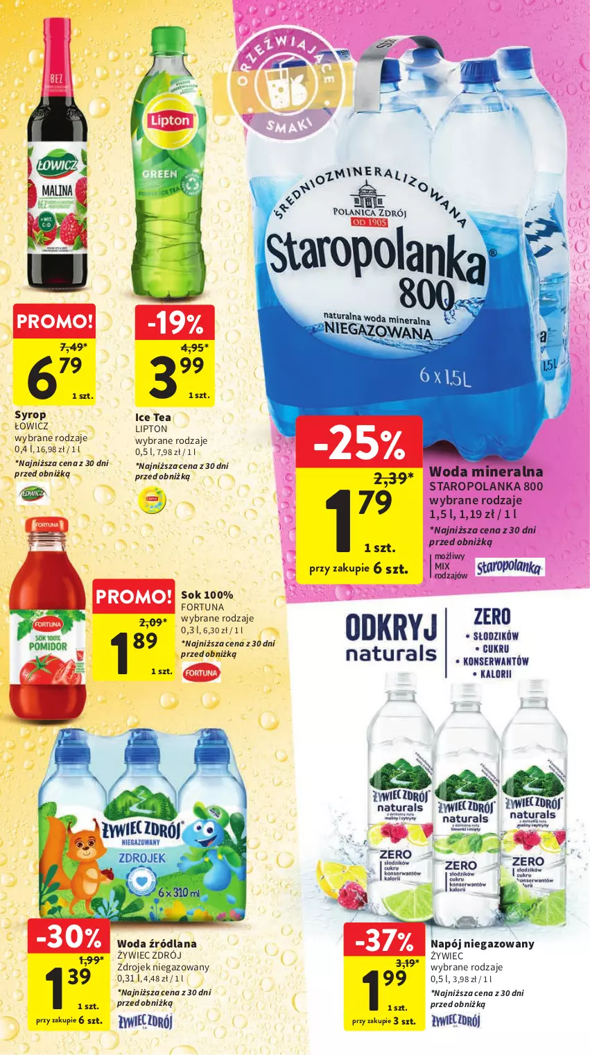 Gazetka promocyjna Intermarche - Gazetka Intermarche - ważna 02.11 do 08.11.2023 - strona 33 - produkty: Fortuna, Ice tea, LANA, Lipton, Napój, Napój niegazowany, Sok, Staropolanka, Syrop, Woda