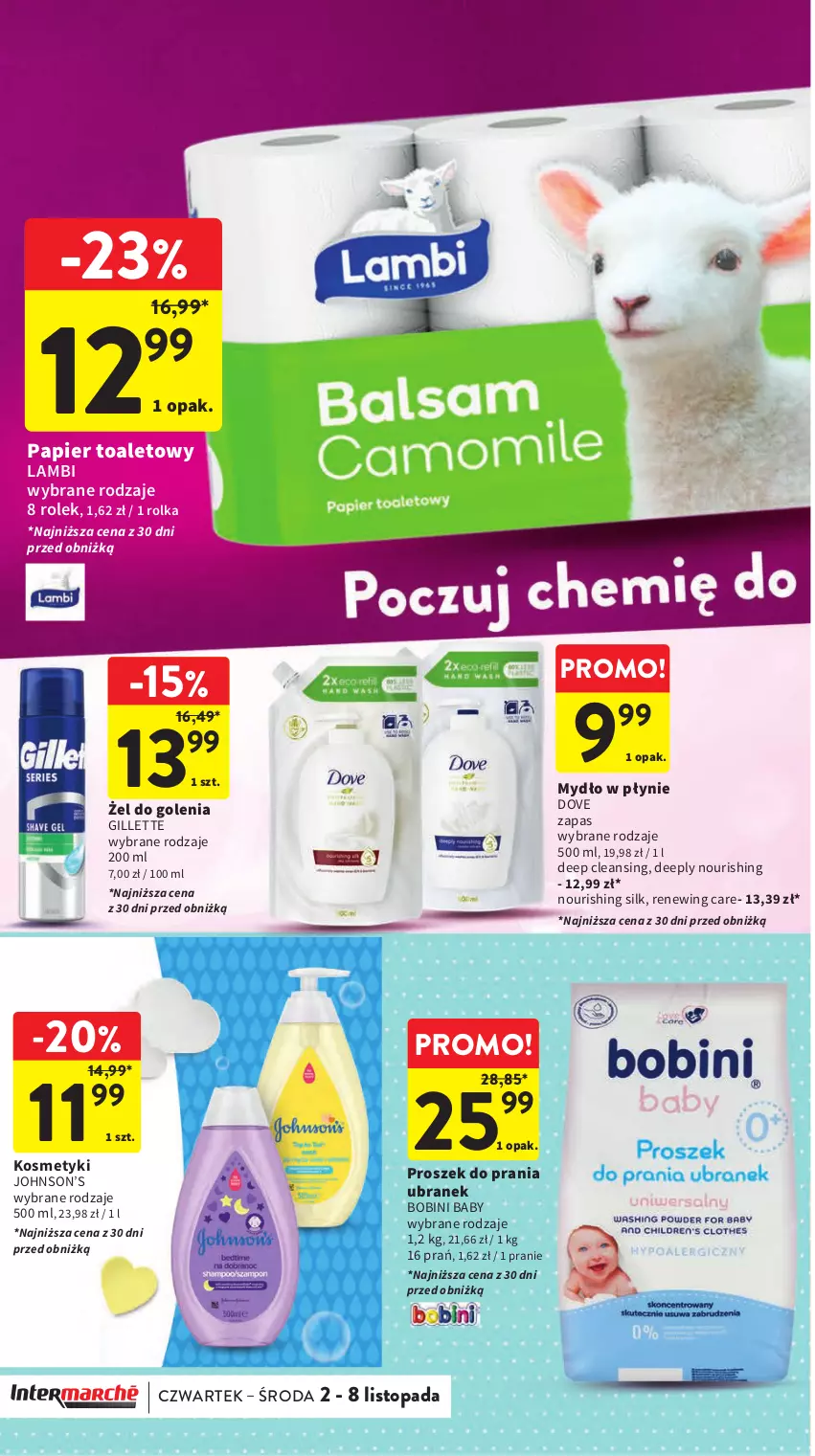 Gazetka promocyjna Intermarche - Gazetka Intermarche - ważna 02.11 do 08.11.2023 - strona 36 - produkty: Dove, Gillette, Mydło, Mydło w płynie, Papier, Papier toaletowy, Proszek do prania, Top