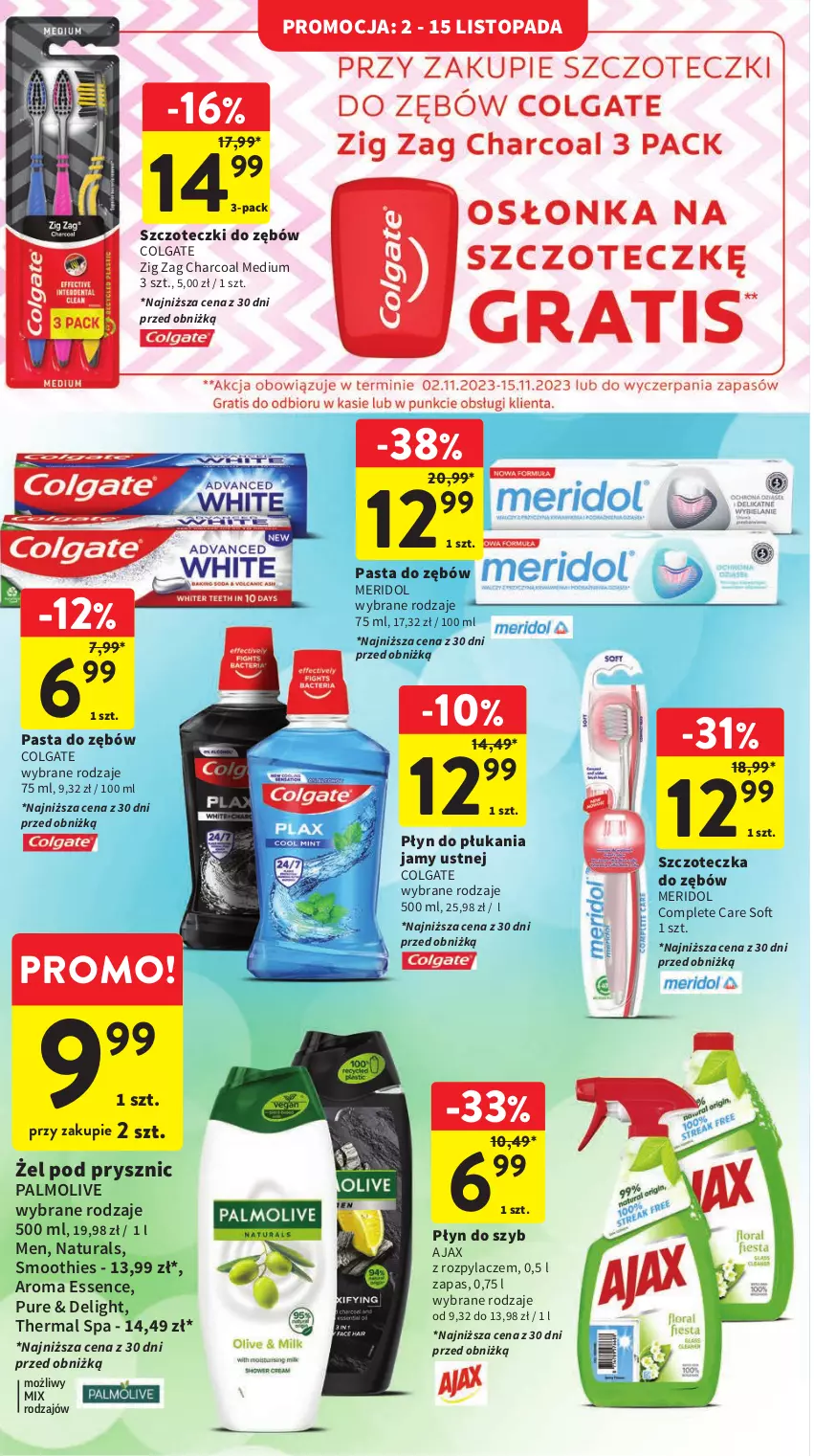 Gazetka promocyjna Intermarche - Gazetka Intermarche - ważna 02.11 do 08.11.2023 - strona 38 - produkty: Ajax, Colgate, LG, Palmolive, Pasta do zębów, Płyn do płukania, Płyn do płukania jamy ustnej, Płyn do szyb, Pur, Smoothie, Szczoteczka, Szczoteczka do zębów, Top