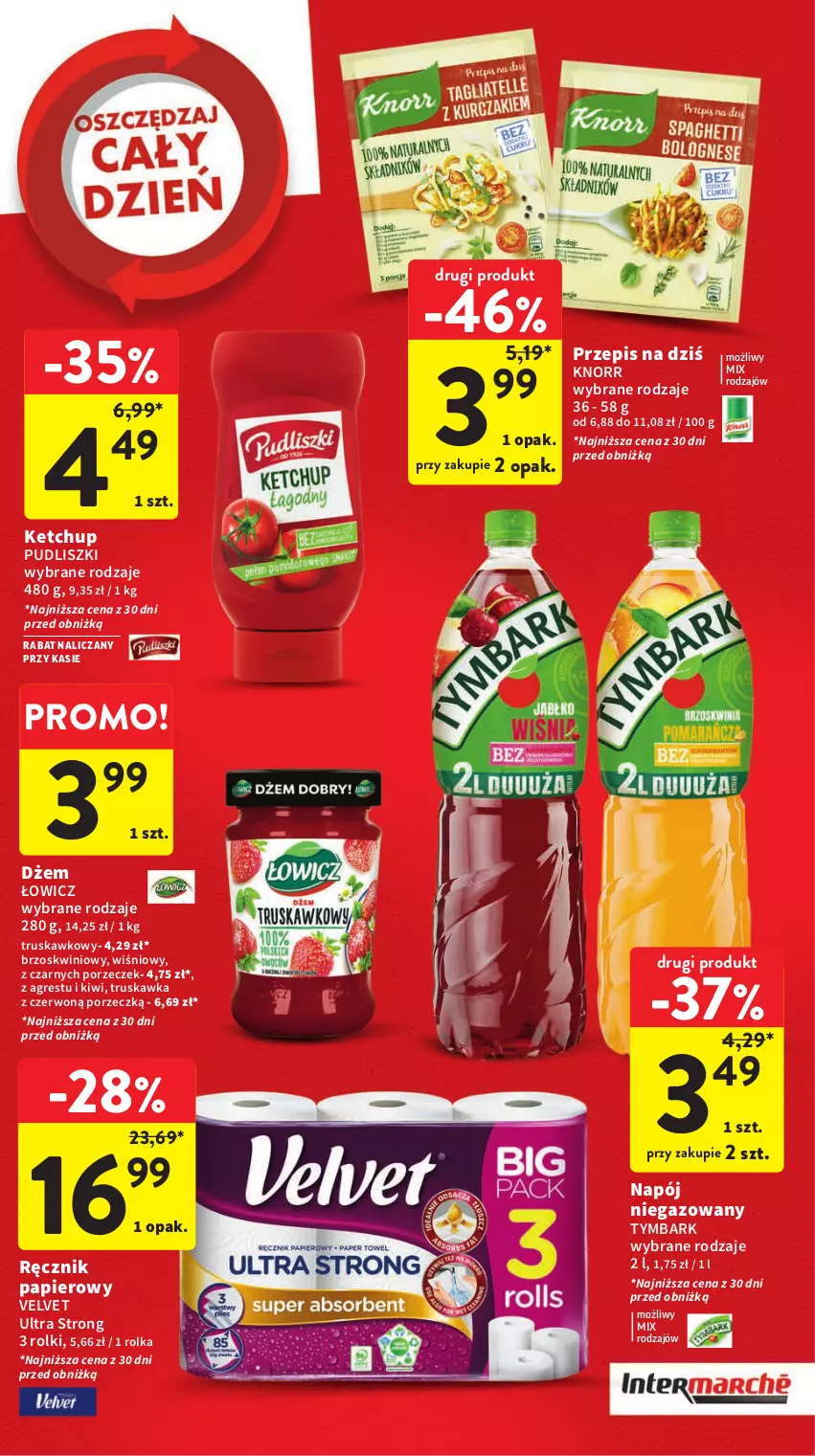 Gazetka promocyjna Intermarche - Gazetka Intermarche - ważna 02.11 do 08.11.2023 - strona 5 - produkty: Dżem, Gres, Ketchup, Kiwi, Knorr, Napój, Napój niegazowany, Papier, Por, Pudliszki, Ręcznik, Rolki, Tymbark, Velvet