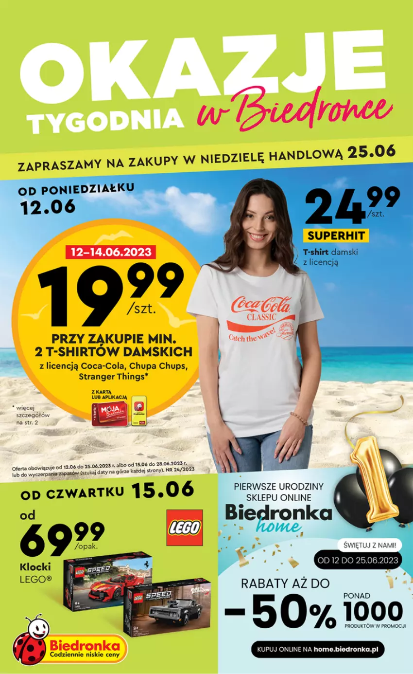 Gazetka promocyjna Biedronka - ważna 12.06 do 25.06.2023 - strona 1 - produkty: Chupa Chups, Coca-Cola, T-shirt, Tran