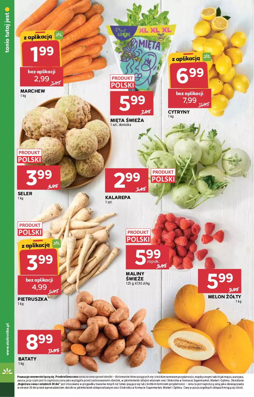 Gazetka promocyjna Stokrotka - Market - ważna 27.08 do 02.09.2026 - strona 12 - produkty: Cytryny, Maliny, Melon, Mięso, Mięta, Optima, Owoce, Pietruszka, Warzywa