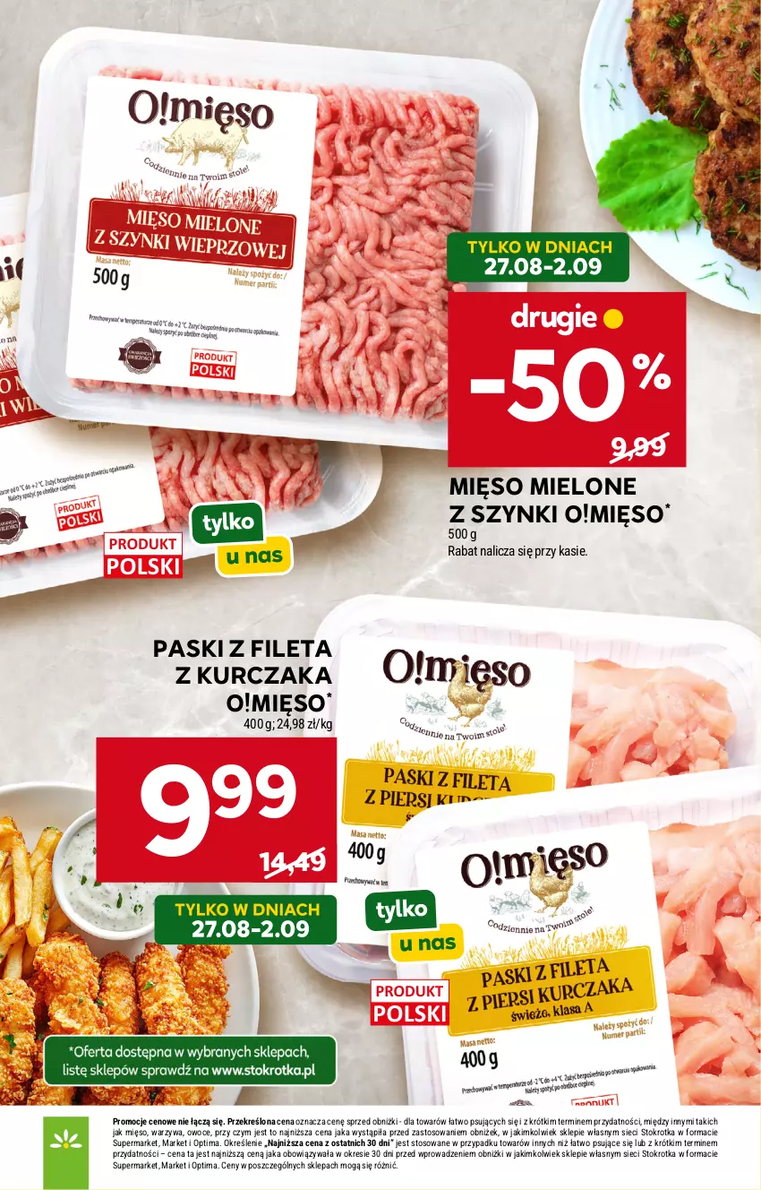 Gazetka promocyjna Stokrotka - Market - ważna 27.08 do 02.09.2026 - strona 2 - produkty: Kurczak, Mięso, Mięso mielone, Mięso mielone z szynki, Optima, Owoce, Warzywa