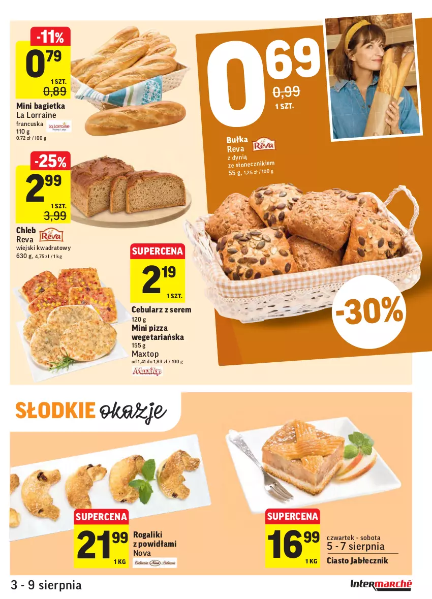 Gazetka promocyjna Intermarche - ważna 03.08 do 09.08.2021 - strona 15 - produkty: Bagietka, Bułka, Cebula, Chleb, Pizza, Rogal, Ser, Top