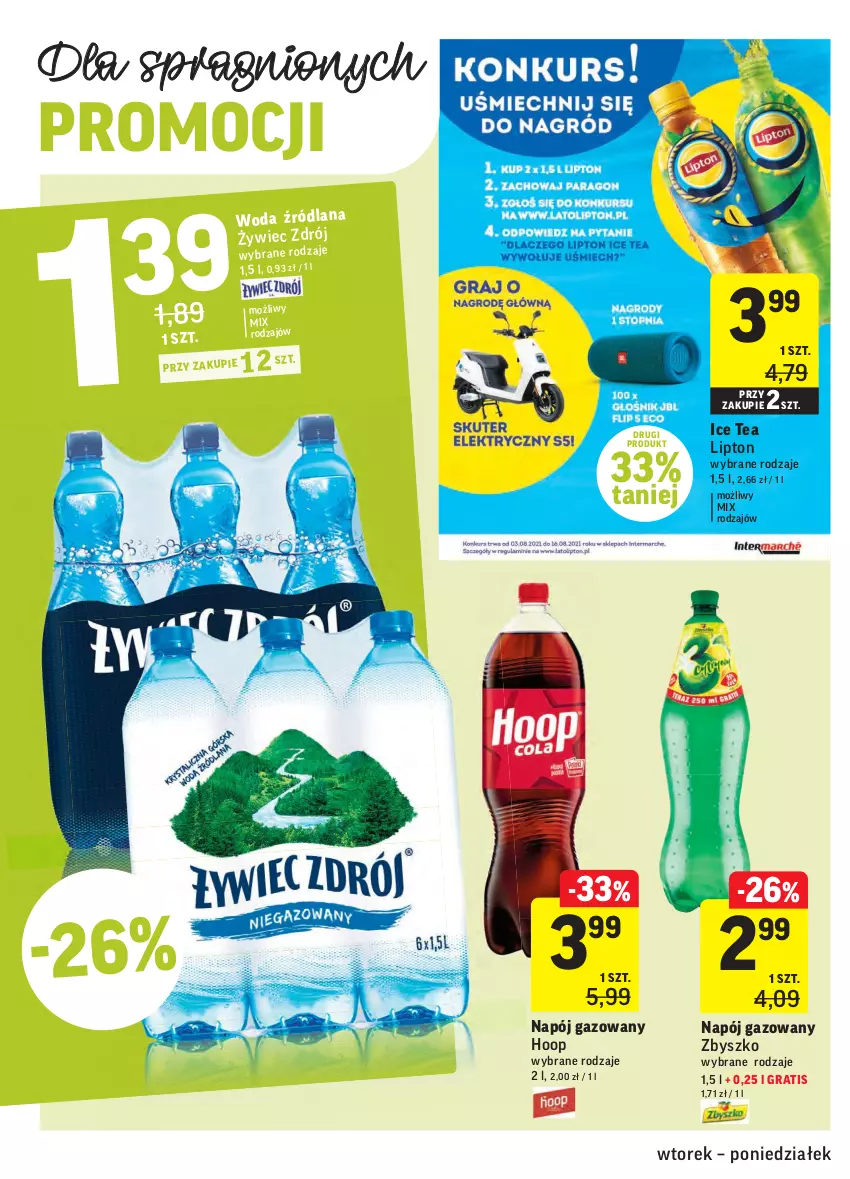 Gazetka promocyjna Intermarche - ważna 03.08 do 09.08.2021 - strona 28 - produkty: Gra, Hoop, Ice tea, LANA, Lipton, Napój, Napój gazowany, Woda