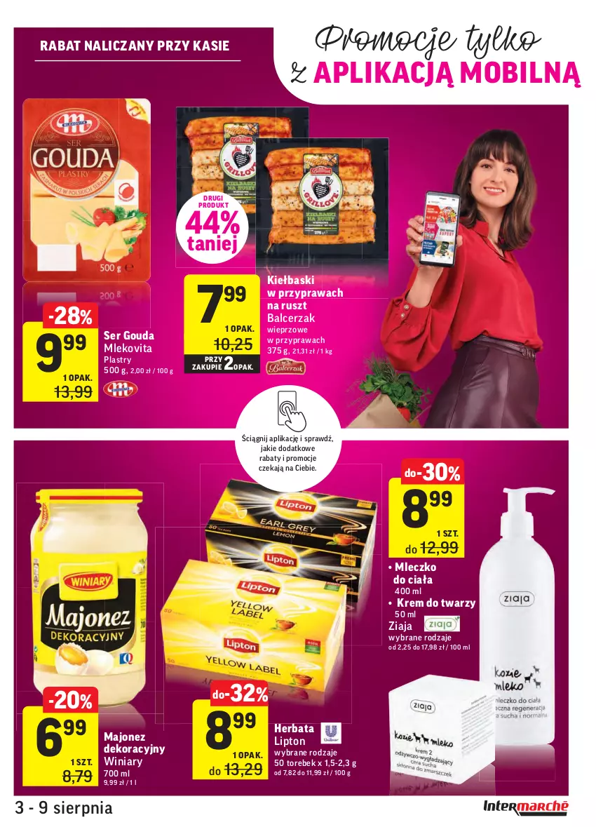 Gazetka promocyjna Intermarche - ważna 03.08 do 09.08.2021 - strona 29 - produkty: Gouda, Herbata, Krem do twarzy, Lipton, Majonez, Mleczko, Mleczko do ciała, Mleko, Mlekovita, Mobil, Ser, Winiary, Ziaja