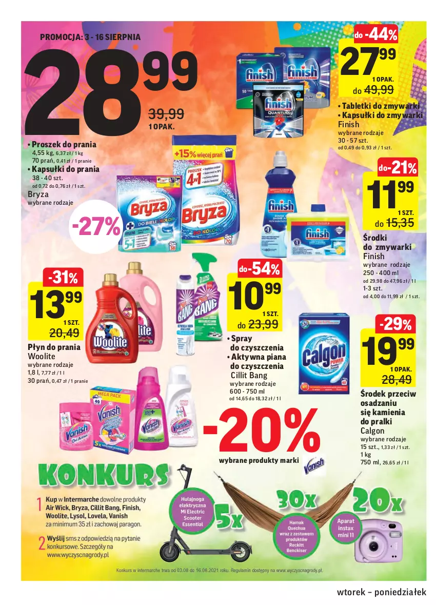 Gazetka promocyjna Intermarche - ważna 03.08 do 09.08.2021 - strona 34 - produkty: Bryza, Calgon, Cillit Bang, Finish, Kapsułki do prania, LG, Płyn do prania, Pralki, Proszek do prania, Spray do czyszczenia, Tablet, Tabletki do zmywarki, Woolite, Zmywarki