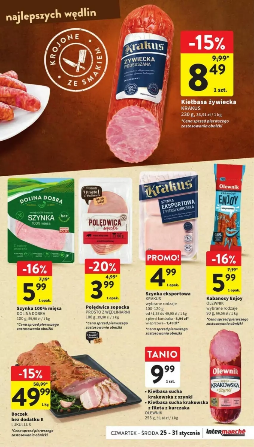 Gazetka promocyjna Intermarche - ważna 25.01 do 31.01.2024 - strona 9 - produkty: Boczek, Kabanos, Kiełbasa, Krakus, Kurczak, Olewnik, Polędwica, Por, Sport, Szynka