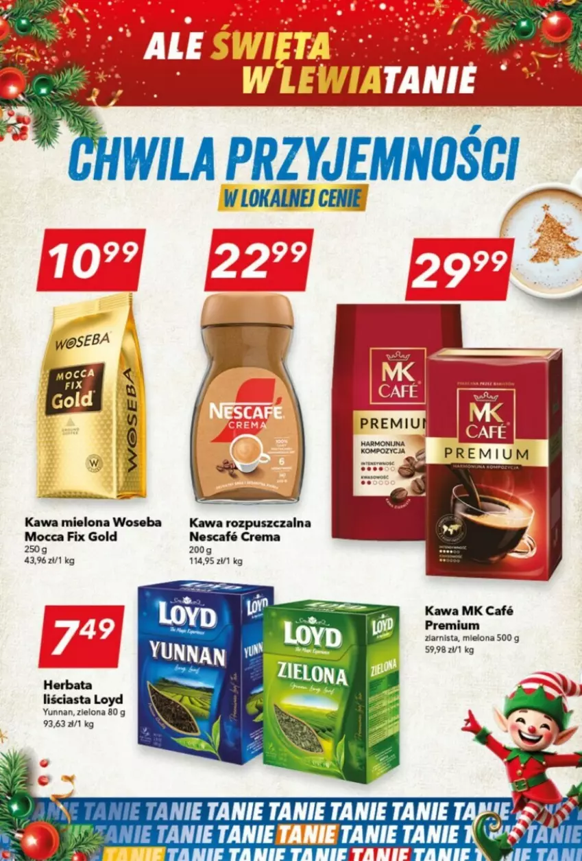 Gazetka promocyjna Lewiatan - ważna 05.12 do 11.12.2024 - strona 15 - produkty: Herbata, Kawa, Kawa mielona, Kawa rozpuszczalna, Loyd, Mocca Fix Gold, Woseba