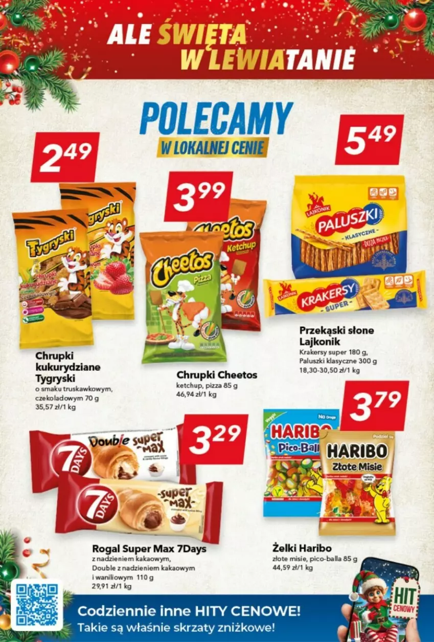 Gazetka promocyjna Lewiatan - ważna 05.12 do 11.12.2024 - strona 3 - produkty: Cheetos, Chrupki, Gry, Haribo, Kakao, Krakersy, Lajkonik, Pico-Balla, Rogal, Skrzat