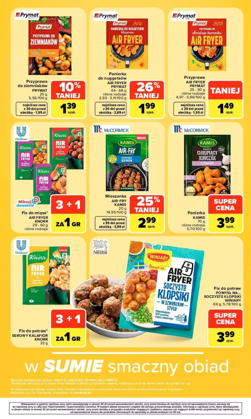 Gazetka promocyjna Carrefour - Gazetka Carrefour, Market Air frayer, smaczne wypieki - ważna 21.09 do 26.09.2026 - strona 5 - produkty: Kalafior, Kamis, Klopsiki, Knorr, Kurczak, Prymat, Ser, Winiary