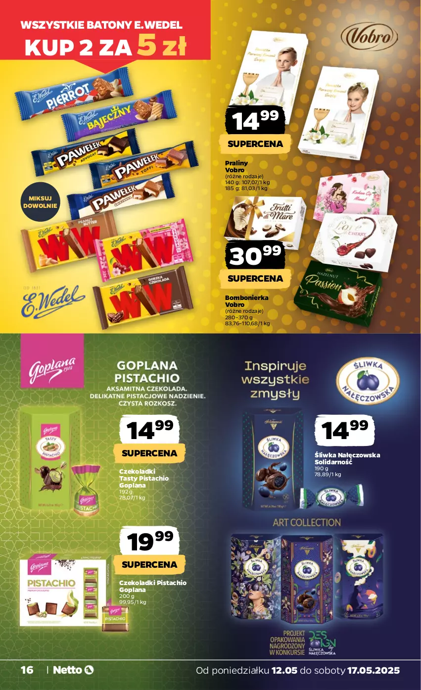 Gazetka promocyjna Netto - Od Poniedziałku - ważna 12.05 do 17.05.2025 - strona 16 - produkty: Baton, Goplana, LANA, Praliny
