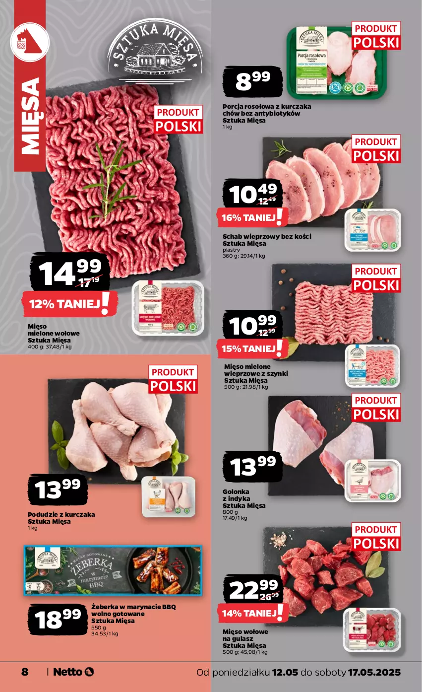 Gazetka promocyjna Netto - Od Poniedziałku - ważna 12.05 do 17.05.2025 - strona 8 - produkty: Golonka z indyka, Kurczak, Mięso, Mięso mielone, Mięso wołowe, Podudzie z kurczaka, Por, Schab wieprzowy