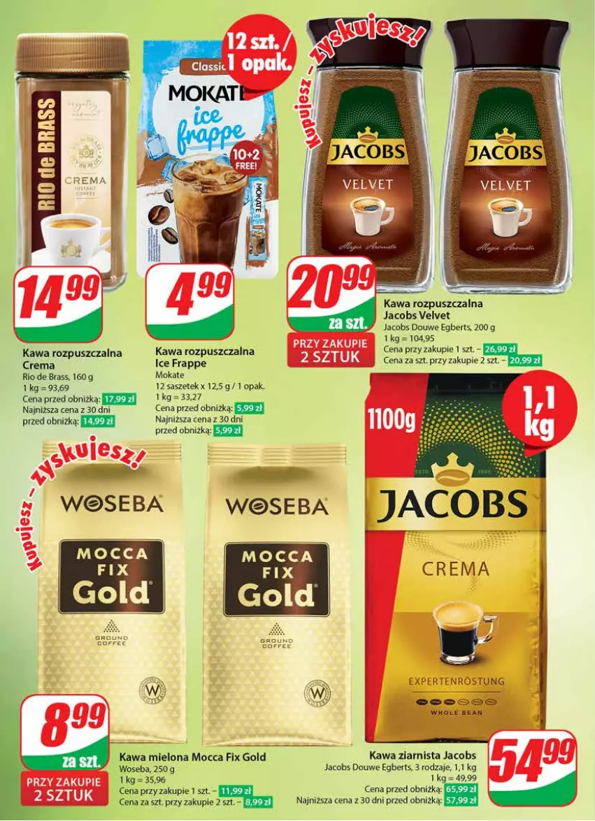 Gazetka promocyjna Dino - Gazetka 18 / 2024 - ważna 02.05 do 07.05.2024 - strona 10 - produkty: Jacobs, Jacobs Velvet, Kawa, Kawa mielona, Kawa rozpuszczalna, Kawa ziarnista, Mocca Fix Gold, Velvet, Woseba