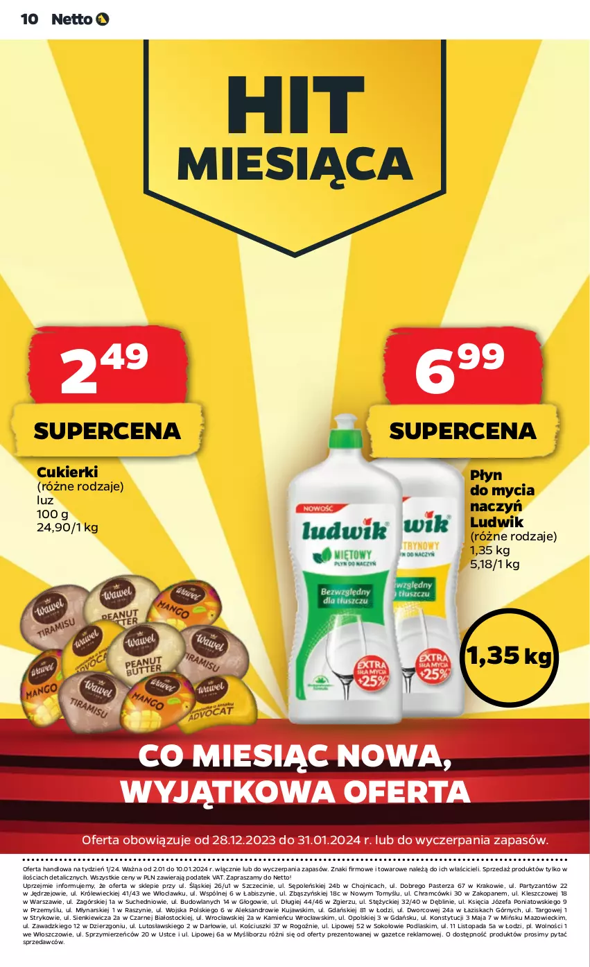 Gazetka promocyjna Netto - Akcesoria i dodatki - ważna 02.01 do 10.01.2024 - strona 10 - produkty: Cukier, Cukierki, Do mycia naczyń, Fa, Kujawski, Ludwik, Płyn do mycia, Płyn do mycia naczyń, Podlaski, Sok, Stock, Top