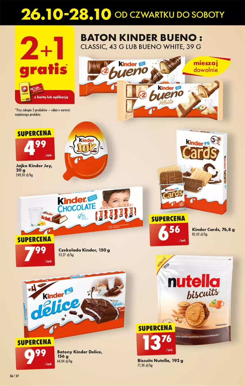 Gazetka promocyjna Biedronka - Od czwartku - ważna 26.10 do 01.11.2023 - strona 36 - produkty: Baton, Czekolada, Kinder, Kinder Bueno, Nutella