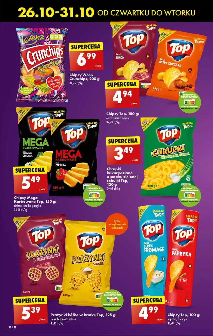 Gazetka promocyjna Biedronka - Od czwartku - ważna 26.10 do 01.11.2023 - strona 38 - produkty: Beko, Chipsy, Chrupki, Crunchips, Kurczak, Papryka, Ser, Top