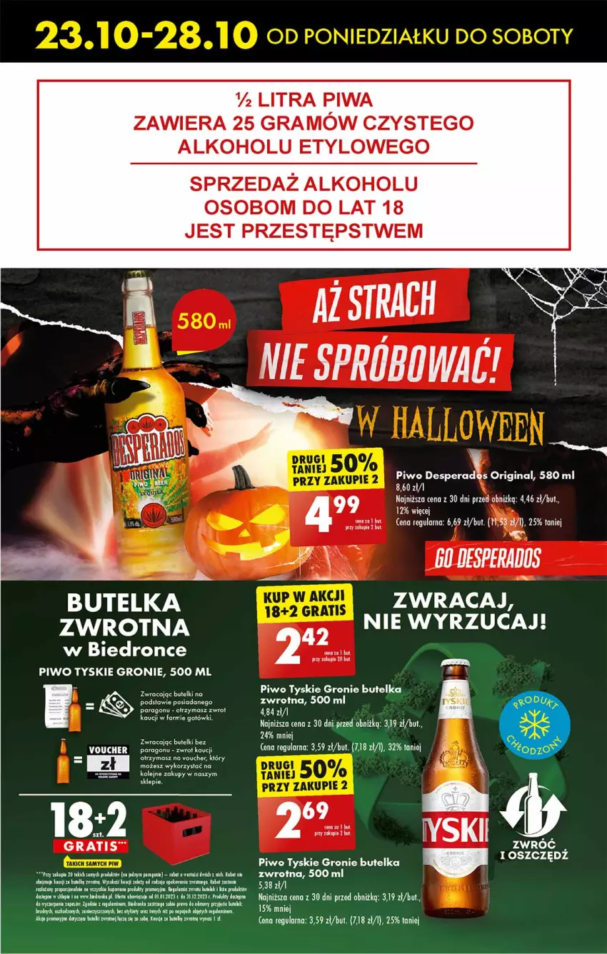 Gazetka promocyjna Biedronka - Od czwartku - ważna 26.10 do 01.11.2023 - strona 39 - produkty: Desperados, Fa, Gin, Gra, Mola, Olej, Piwa, Piwo, Sok, Tyskie