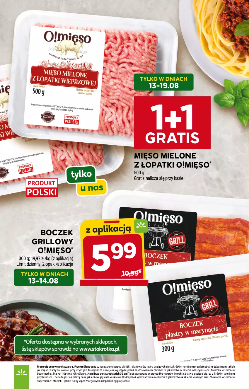 Gazetka promocyjna Stokrotka - Market - ważna 13.08 do 19.08.2026 - strona 2 - produkty: Boczek, Gra, Grill, Mięso, Mięso mielone, Optima, Owoce, Warzywa