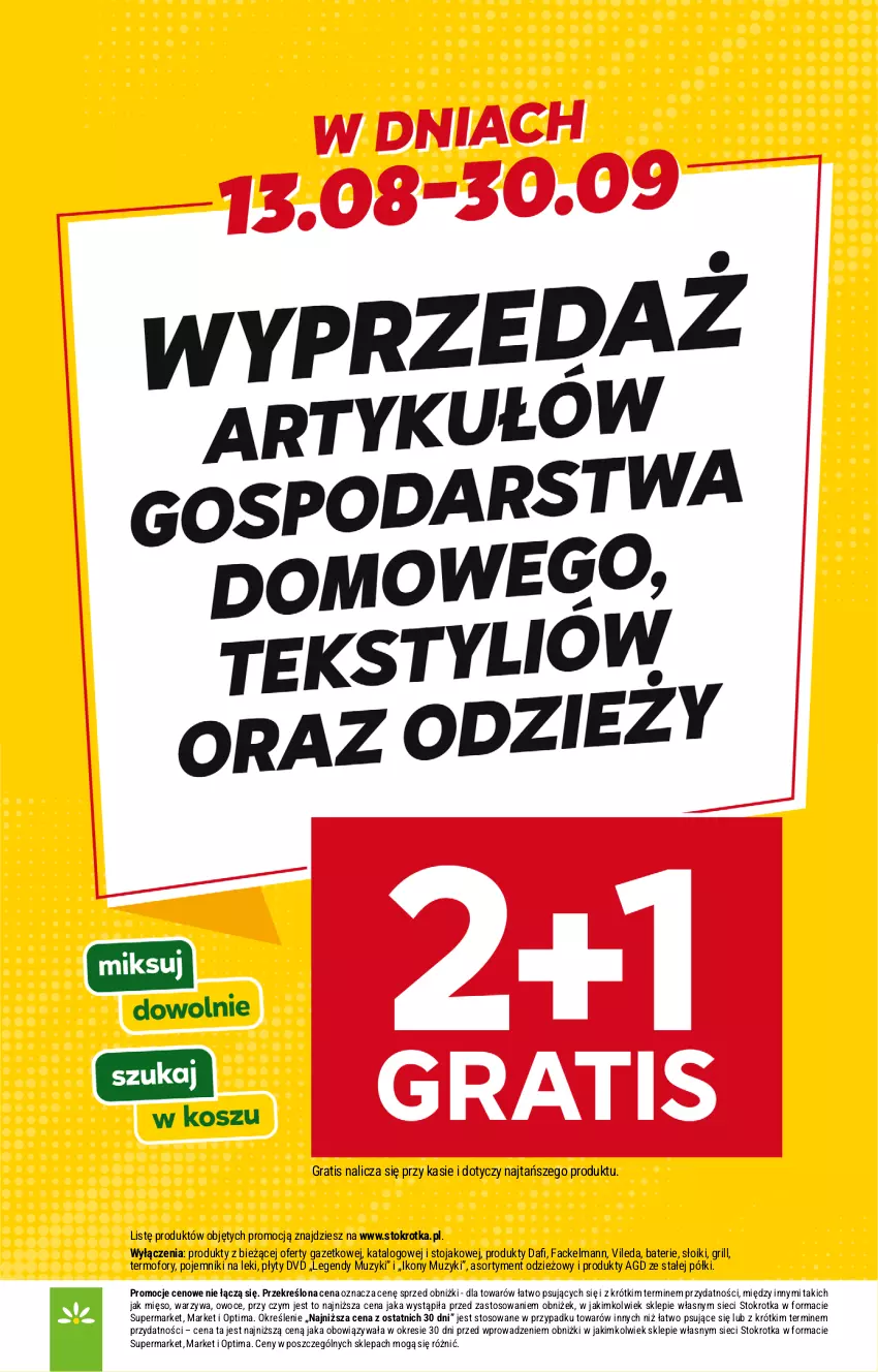 Gazetka promocyjna Stokrotka - Market - ważna 13.08 do 19.08.2026 - strona 3 - produkty: Fa, Gra, Grill, Mięso, Optima, Owoce, Pojemnik, Stojak, Vileda, Warzywa