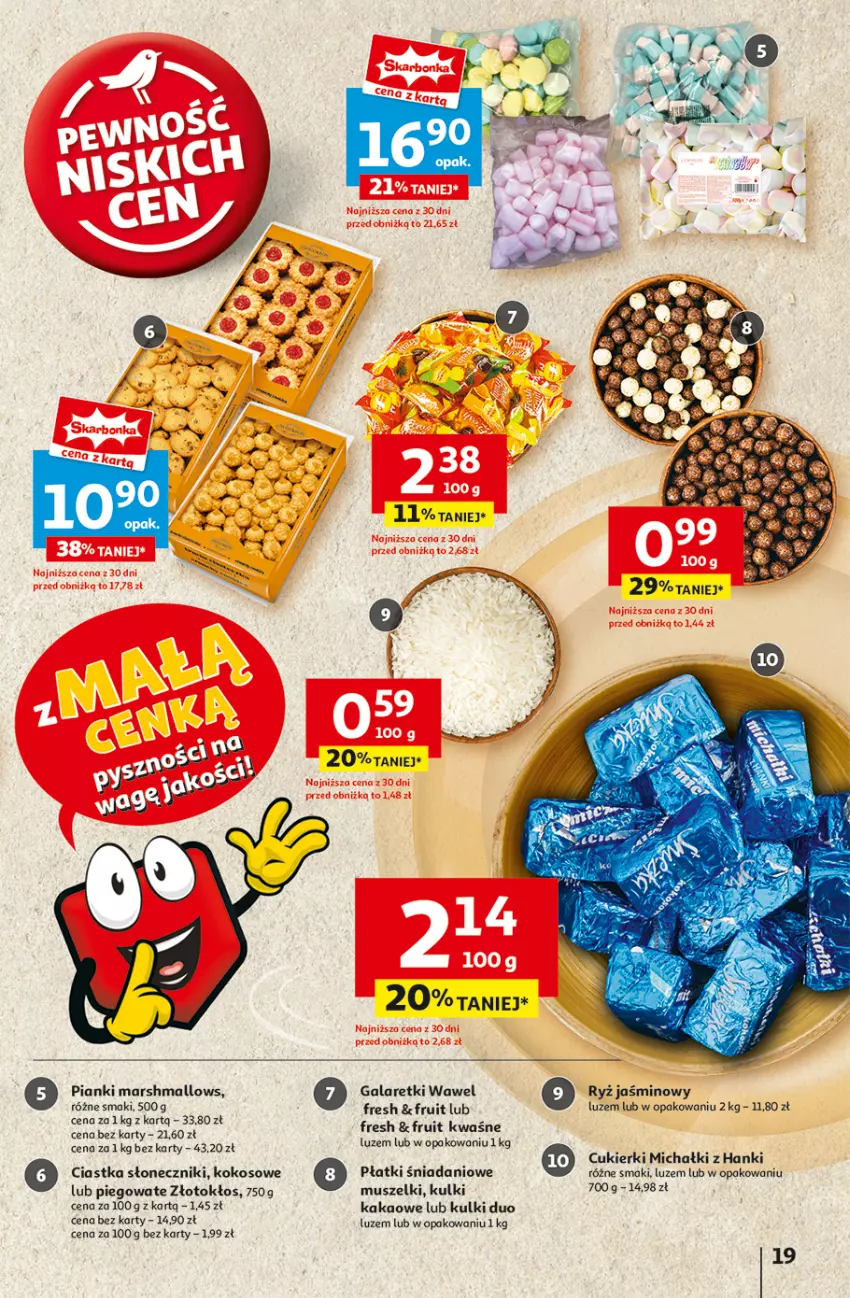 Gazetka promocyjna Auchan - z MAŁĄ CENKĄ dźwigniesz więcej! Hipermarket - ważna 13.02 do 19.02.2025 - strona 21 - produkty: Ciastka, Cukier, Cukierki, Danio, Gala, Galaretki, Kakao, Kokos, Mars, Marshmallows, Michałki, Mus, Ryż, Wawel