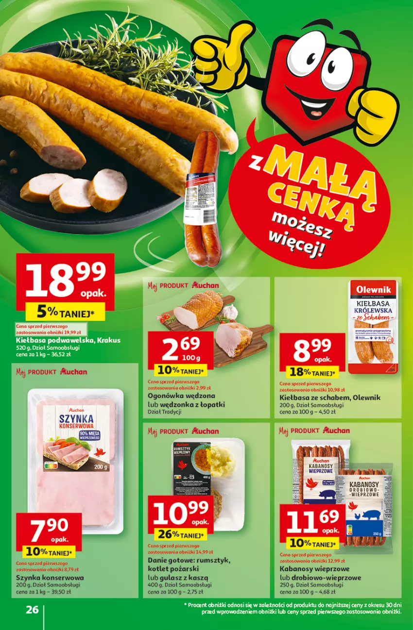 Gazetka promocyjna Auchan - z MAŁĄ CENKĄ dźwigniesz więcej! Hipermarket - ważna 13.02 do 19.02.2025 - strona 28 - produkty: AEG, Danie gotowe, Kabanos, Kiełbasa, Kotlet, Ogonówka, Olewnik, Rum, Ser, Szynka, Szynka konserwowa, Tran