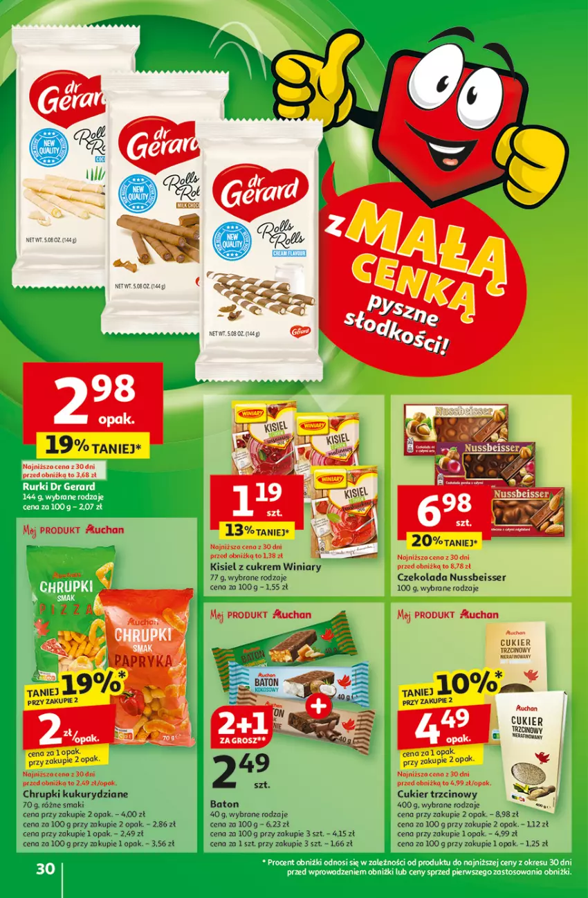 Gazetka promocyjna Auchan - z MAŁĄ CENKĄ dźwigniesz więcej! Hipermarket - ważna 13.02 do 19.02.2025 - strona 32 - produkty: Baton, Chrupki, Cukier, Cukier trzcinowy, Czekolada, Fa, Kisiel, Ser, Winiary