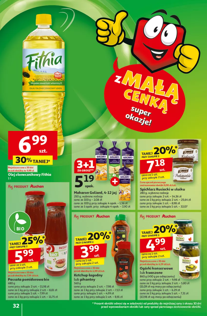 Gazetka promocyjna Auchan - z MAŁĄ CENKĄ dźwigniesz więcej! Hipermarket - ważna 13.02 do 19.02.2025 - strona 34 - produkty: Fa, Goliard, Ketchup, Makaron, Ogórki konserwowe, Ser, Spichlerz Rusiecki