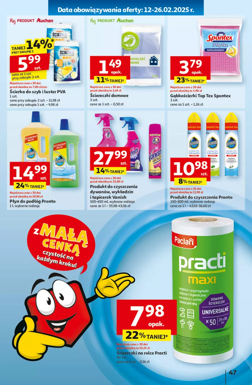 Gazetka promocyjna Auchan - z MAŁĄ CENKĄ dźwigniesz więcej! Hipermarket - ważna 13.02 do 19.02.2025 - strona 55 - produkty: Dywan, Pronto, Top, Vanish