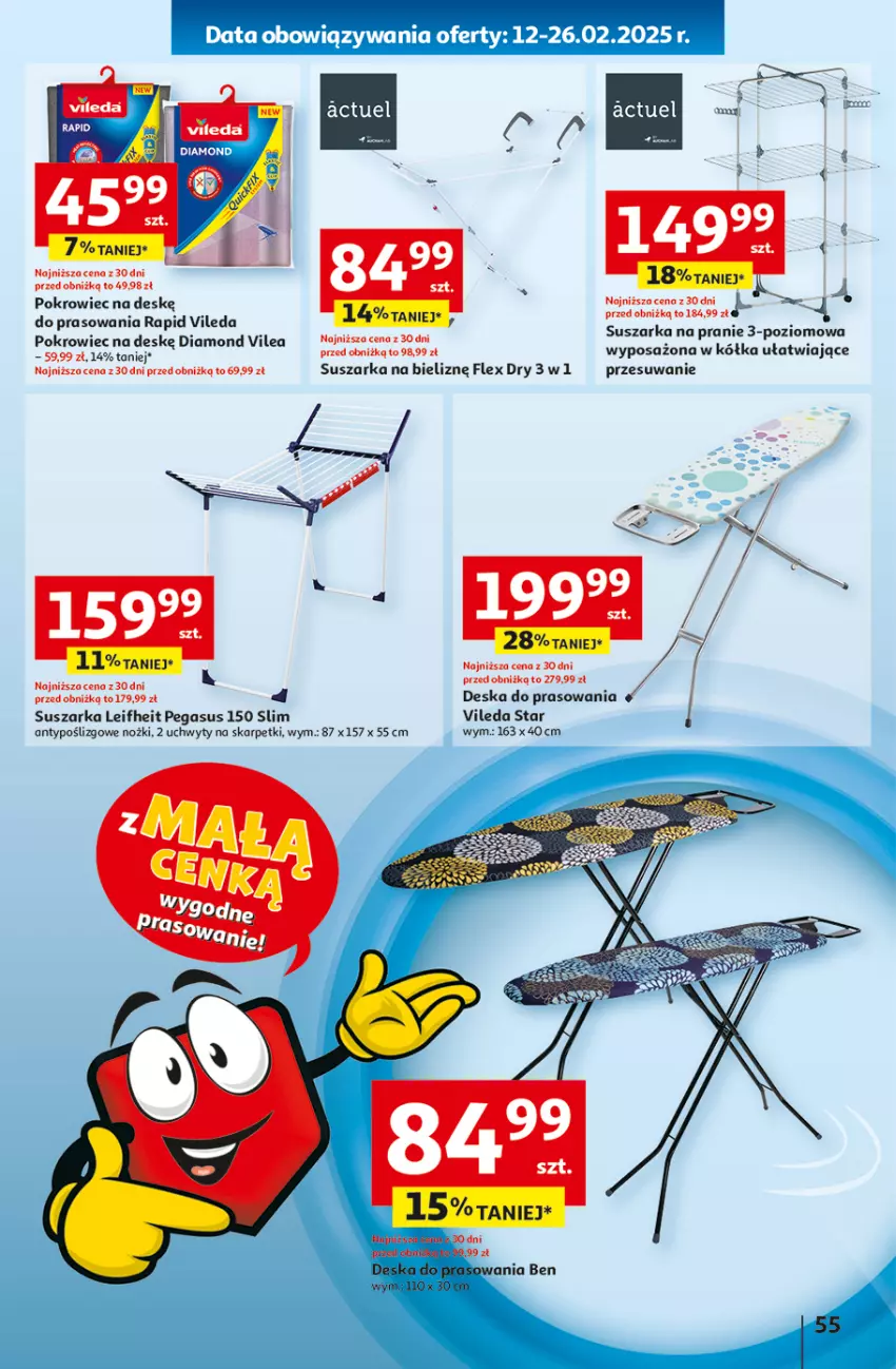 Gazetka promocyjna Auchan - z MAŁĄ CENKĄ dźwigniesz więcej! Hipermarket - ważna 13.02 do 19.02.2025 - strona 63 - produkty: Asus, Deska do prasowania, Karp, Noż, Pokrowiec, Pokrowiec na deskę, Skarpetki, Suszarka, Suszarka na bielizne, Suszarka na pranie, Uchwyty, Vileda