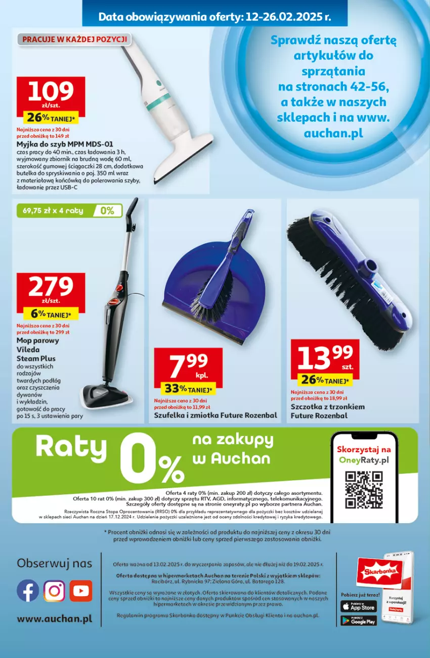 Gazetka promocyjna Auchan - z MAŁĄ CENKĄ dźwigniesz więcej! Hipermarket - ważna 13.02 do 19.02.2025 - strona 64 - produkty: Gra, Kosz, Mop, Mop parowy, NBA, Ser, Szczotka, Szufelka, Tera, Top, Vileda