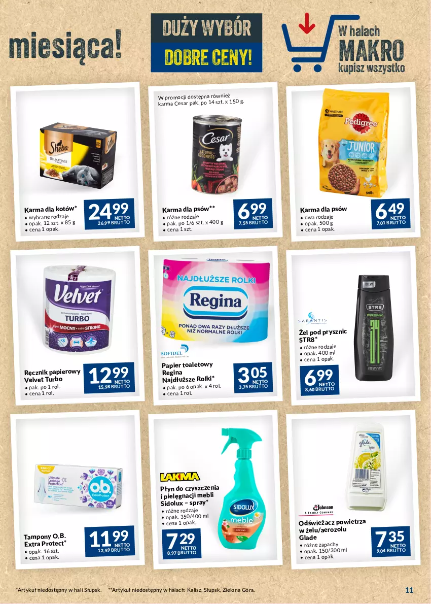 Gazetka promocyjna Makro - Najlepsze oferty - ważna 04.04 do 30.04.2023 - strona 11 - produkty: Gin, O.B., Odświeżacz powietrza, Papier, Ręcznik, Rolki, Sidolux, Str8, Tampony, Velvet