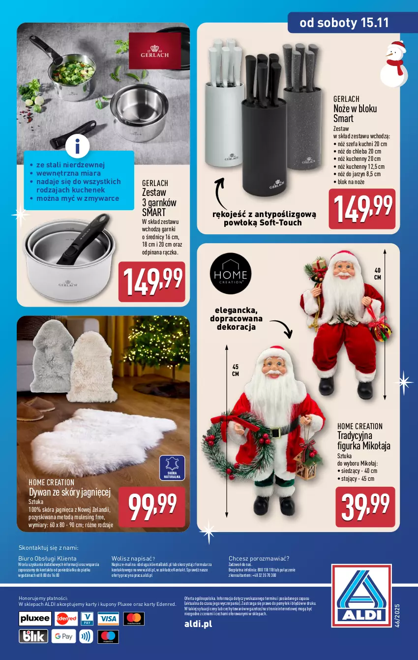 Gazetka promocyjna Aldi - Pełna oferta - ważna 12.11 do 15.11.2025 - strona 16 - produkty: Biuro, Blok na noże, Chleb, Dywan, Fa, Mule, Noż, Nóż do chleba, Nóż szefa kuchni, O nas, Por