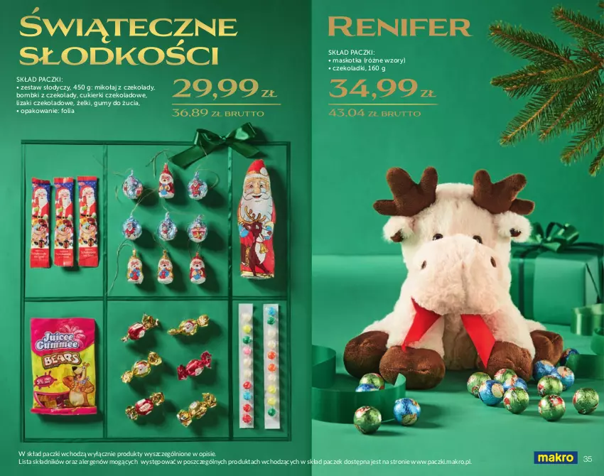 Gazetka promocyjna Makro - Świat prezentów - gotowe kosze i zestawy świąteczne oferta z alkoholem - ważna 16.10 do 23.12.2022 - strona 35 - produkty: Bombki, Cukier, Cukierki, Cukierki czekoladowe, Lizaki, Lizaki czekoladowe, Renifer