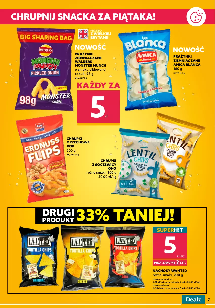 Gazetka promocyjna Dealz - NOWA GAZETKAMega Marki Mini Ceny - ważna 23.02 do 08.03.2022 - strona 7 - produkty: Amica, Chrupki, Ciastka, Kinder, Monster Munch, Napój, Popcorn, Rogal, SESSIO