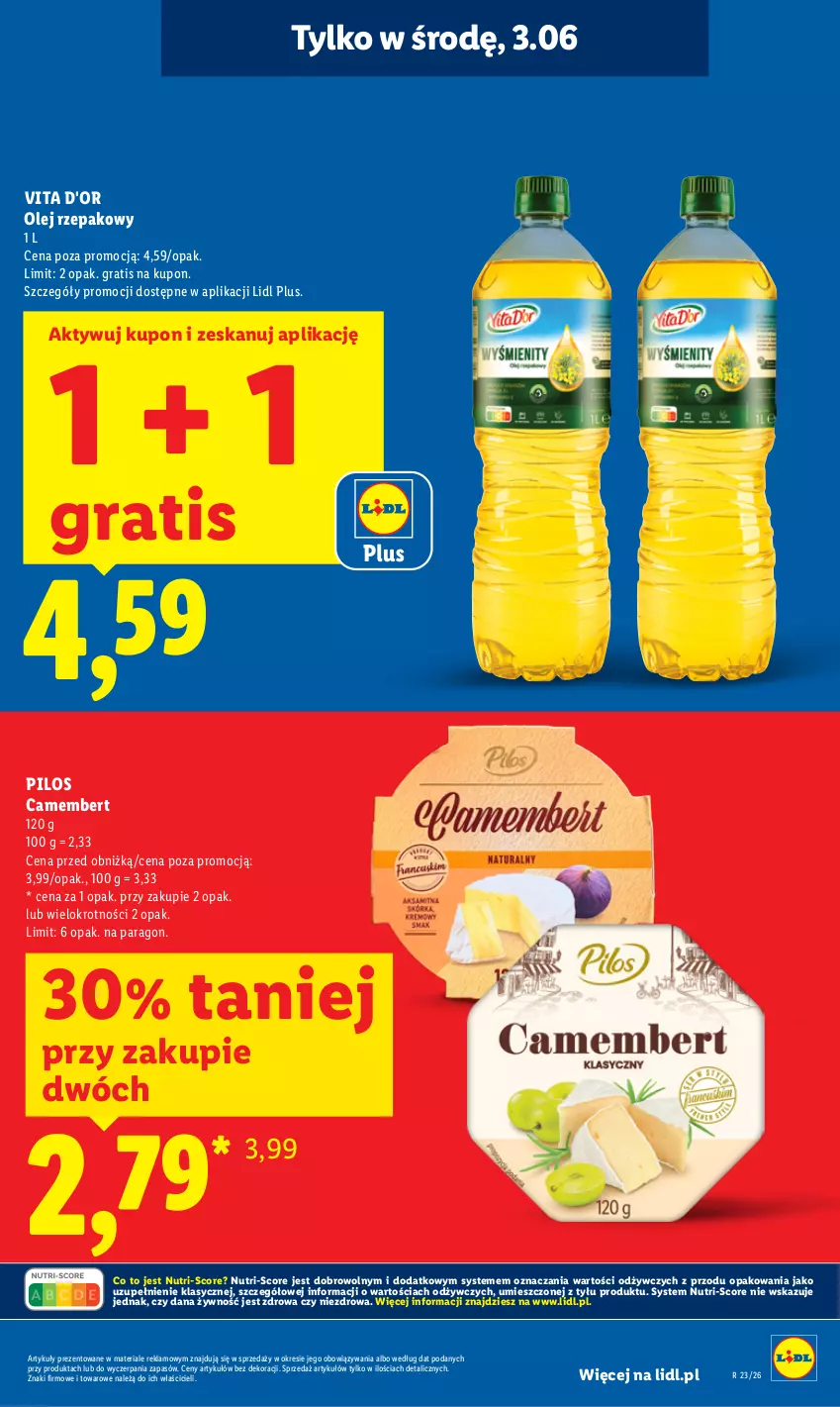 Gazetka promocyjna Lidl - Gazetka ważna od 1.06 do 3.06 - ważna 01.06 do 03.06.2026 - strona 21 - produkty: Camembert, Gra, Olej, Olej rzepakowy, Pilos
