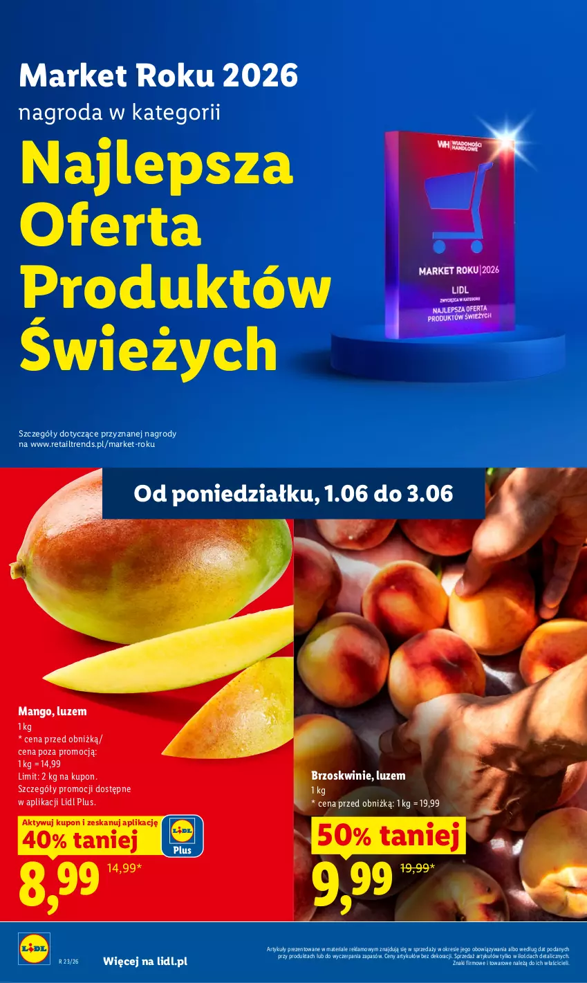 Gazetka promocyjna Lidl - Gazetka ważna od 1.06 do 3.06 - ważna 01.06 do 03.06.2026 - strona 44 - produkty: Brzoskwinie, Mango