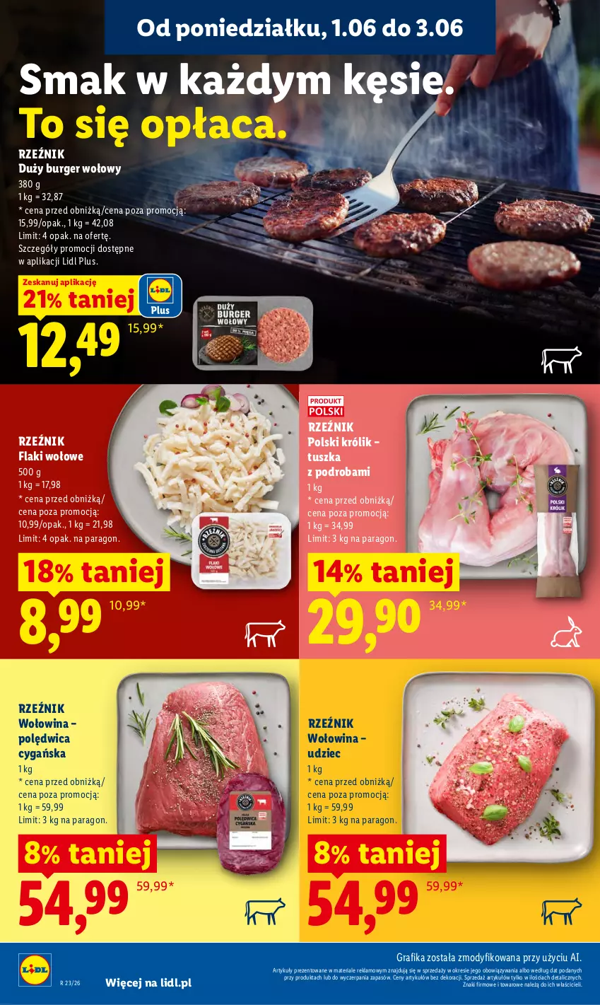 Gazetka promocyjna Lidl - Gazetka ważna od 1.06 do 3.06 - ważna 01.06 do 03.06.2026 - strona 74 - produkty: Burger, Flaki, Flaki wołowe, Gra, Grafika, Królik, Polędwica, Tusz, Wołowina