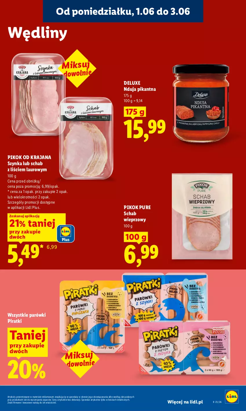 Gazetka promocyjna Lidl - Gazetka ważna od 1.06 do 3.06 - ważna 01.06 do 03.06.2026 - strona 75 - produkty: Laur, Parówki, PIKOK, Pur, Schab wieprzowy, Szynka
