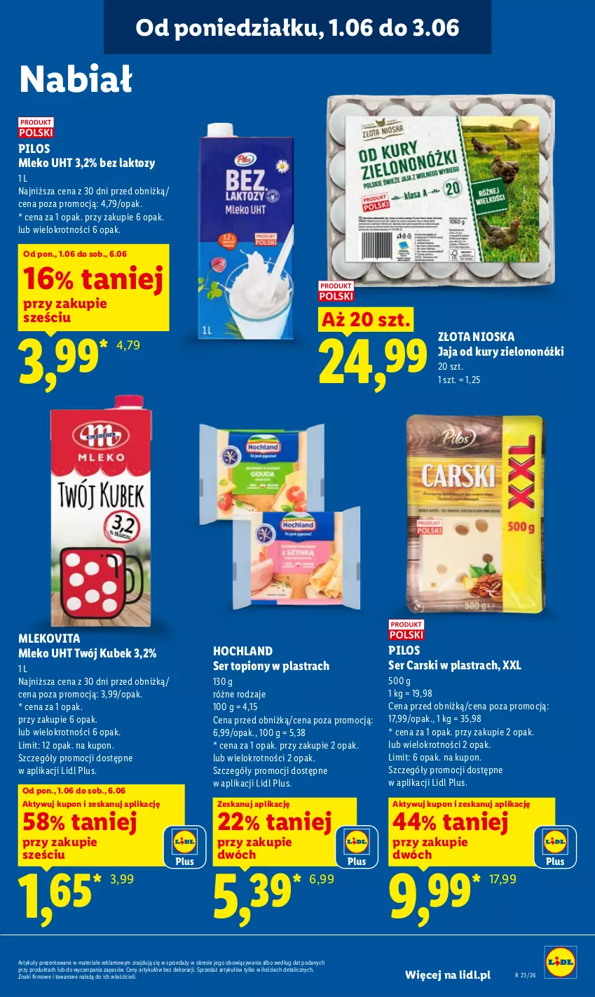Gazetka promocyjna Lidl - Gazetka ważna od 1.06 do 3.06 - ważna 01.06 do 03.06.2026 - strona 77 - produkty: Cars, Hochland, Jaja, Kubek, Mleko, Mlekovita, Pilos, Ser, Ser topiony, Top