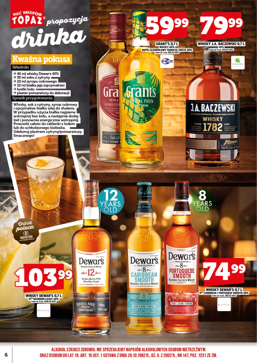Gazetka promocyjna Topaz - Gazetka - ważna 01.11 do 15.11.2026 - strona 8 - produkty: Bourbon, Cytryny, Finish, Gra, Grant's, Jaja, Lanki, Napój, Por, Rum, Ser, Sok, Syrop, Top, Whisky