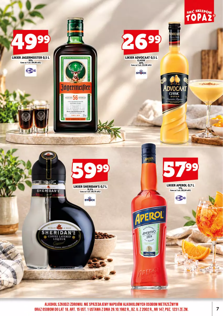 Gazetka promocyjna Topaz - Gazetka - ważna 01.11 do 15.11.2026 - strona 9 - produkty: Advocaat, Jagermeister, Likier, Sheridan's