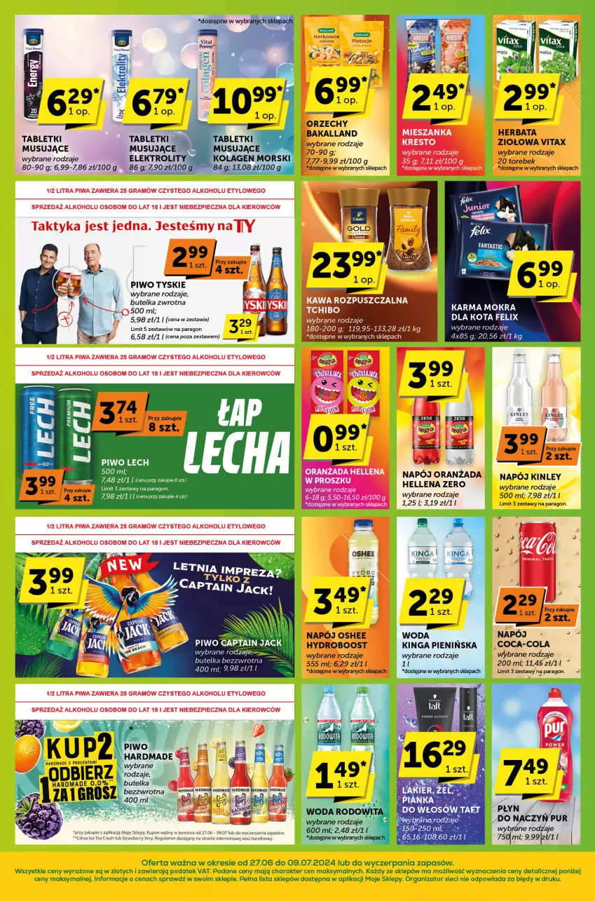 Gazetka promocyjna ABC - ważna 27.06 do 09.07.2024 - strona 4 - produkty: Coca-Cola, Fa, Gra, Hellena, Ice tea, K2, Kawa, Kawa rozpuszczalna, Kolagen, Mus, Napój, Oranżada, Piec, Piwa, Piwo, Tablet, Tchibo, Tyskie, Vitax, Woda