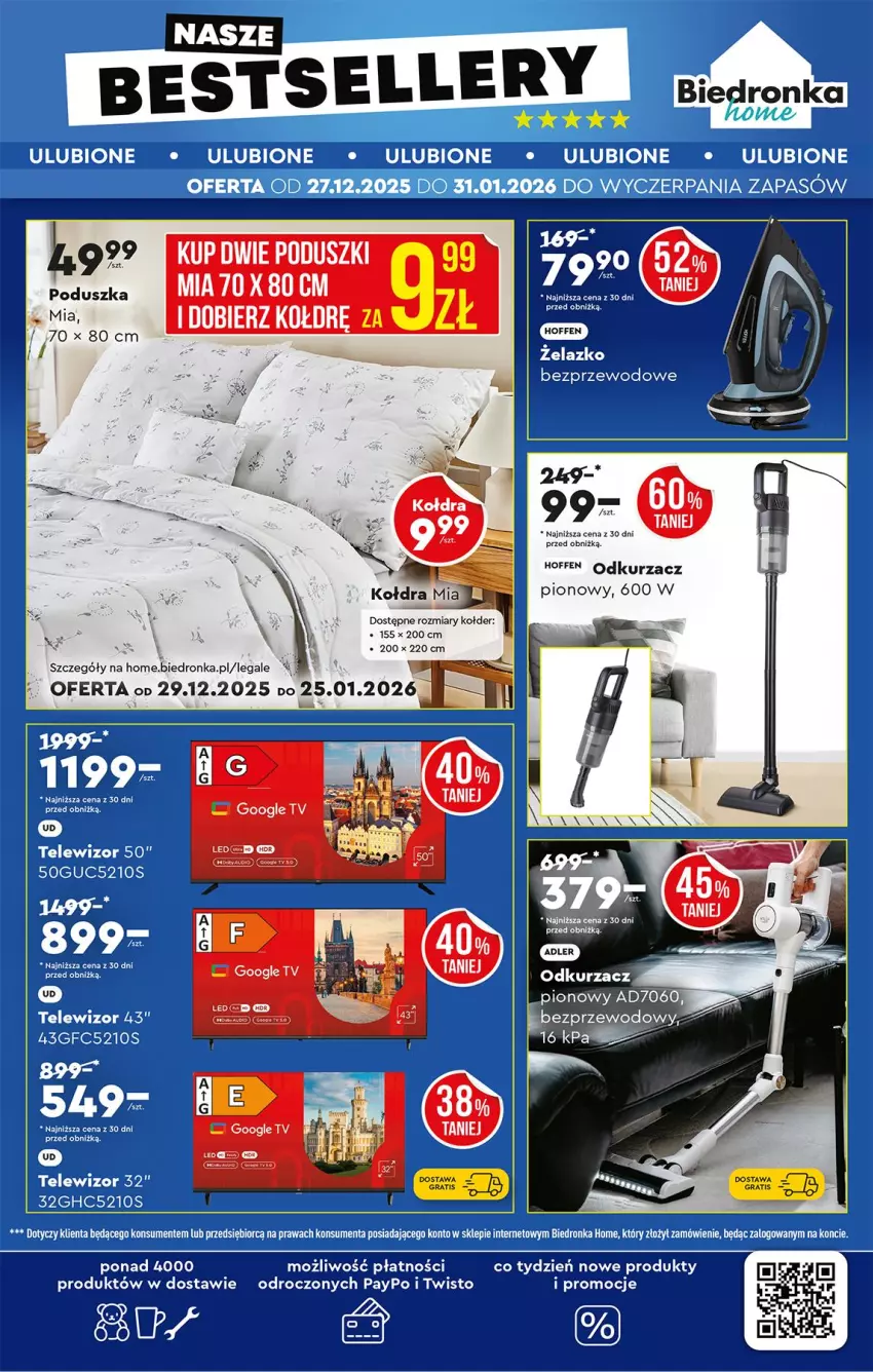Gazetka promocyjna Biedronka - Home - ważna 27.12.2026 do 03.01.2027 - strona 3 - produkty: Fa, Klej, Kołdra, Odkurzacz, Poduszka