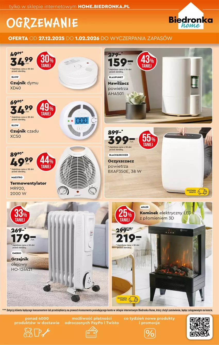 Gazetka promocyjna Biedronka - Home - ważna 27.12.2026 do 03.01.2027 - strona 5 - produkty: Fa, Gra, Grzejnik, Kominek, Lack, Olej, Ser, Termowentylator
