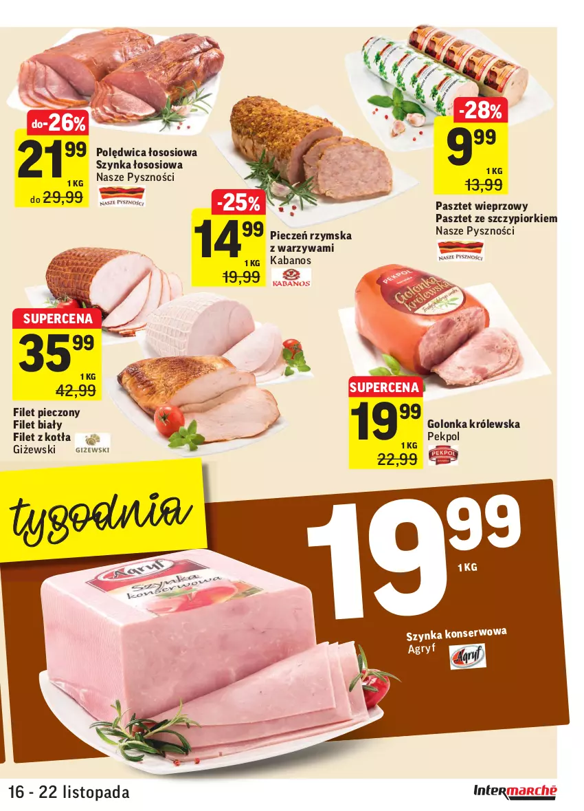 Gazetka promocyjna Intermarche - Gazetka promocyjna - ważna 16.11 do 22.11.2021 - strona 15 - produkty: Kabanos, Pasztet, Pekpol, Piec, Pieczeń rzymska, Polędwica, Ser, Sos, Szynka, Top, Warzywa