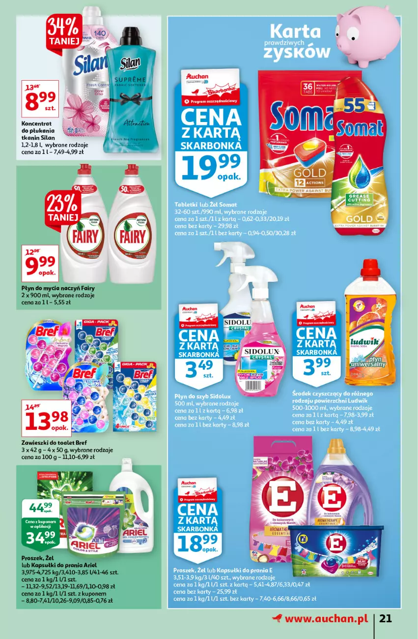 Gazetka promocyjna Auchan - Sezon na lato Supermarkety - ważna 01.07 do 07.07.2021 - strona 21 - produkty: AEG, Bref, Do mycia naczyń, Fa, Fairy, Gra, Płyn do mycia, Płyn do mycia naczyń, Silan, Zawieszki